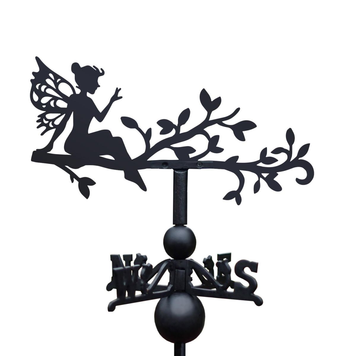 Sitting Fairy on Branch Weathervane on White Background Sitting Fairy on Branch Weathervane on White Background
