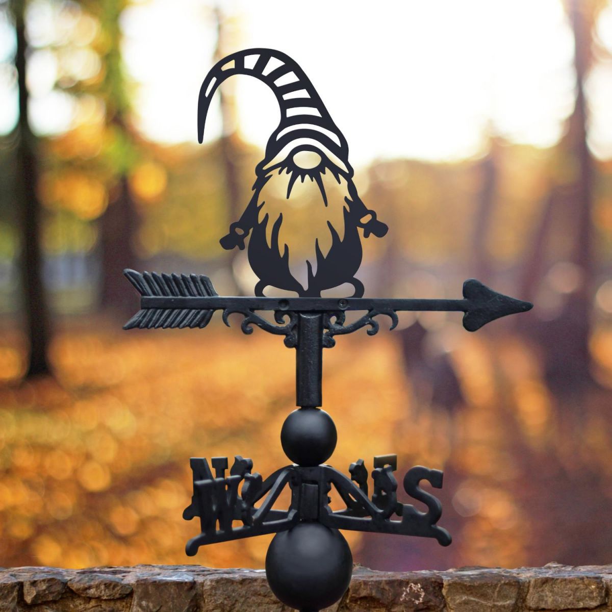 Gonk with Striped Hat Weathervane in Situ