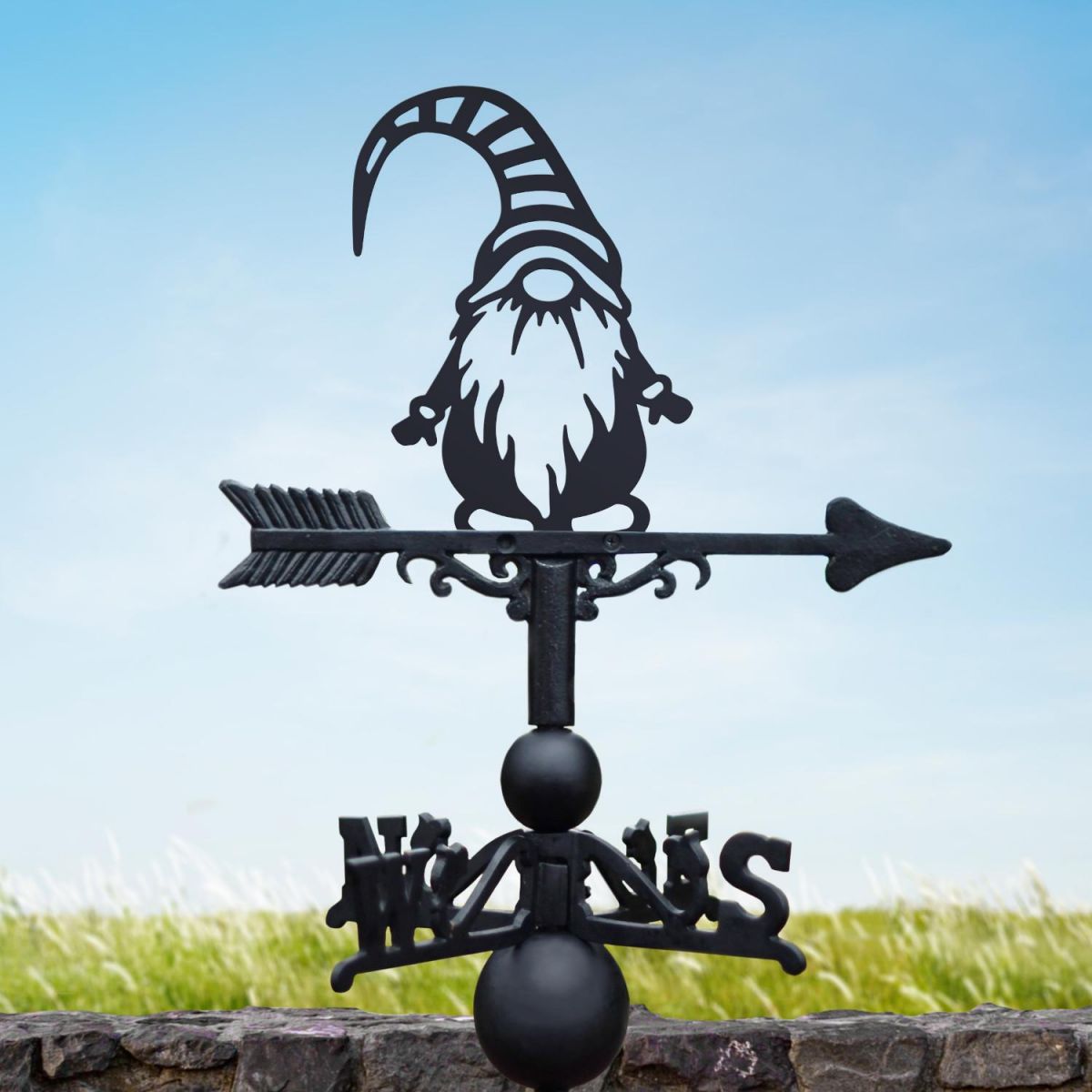 Weathervane with Gonk with Striped Hat Motif