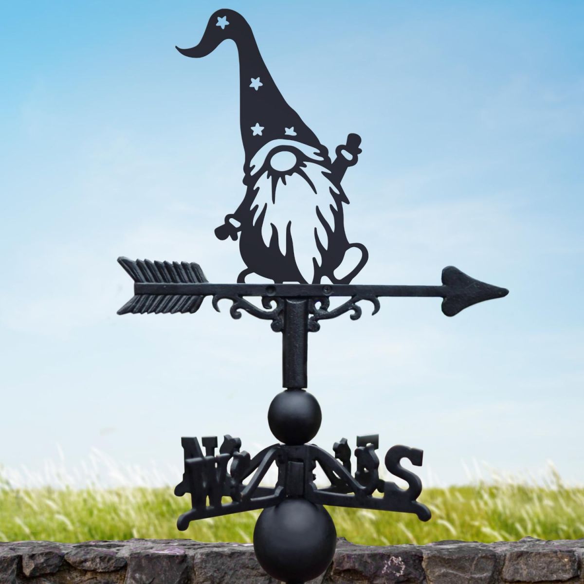 Gonk with Star Hat Weathervane in Situ