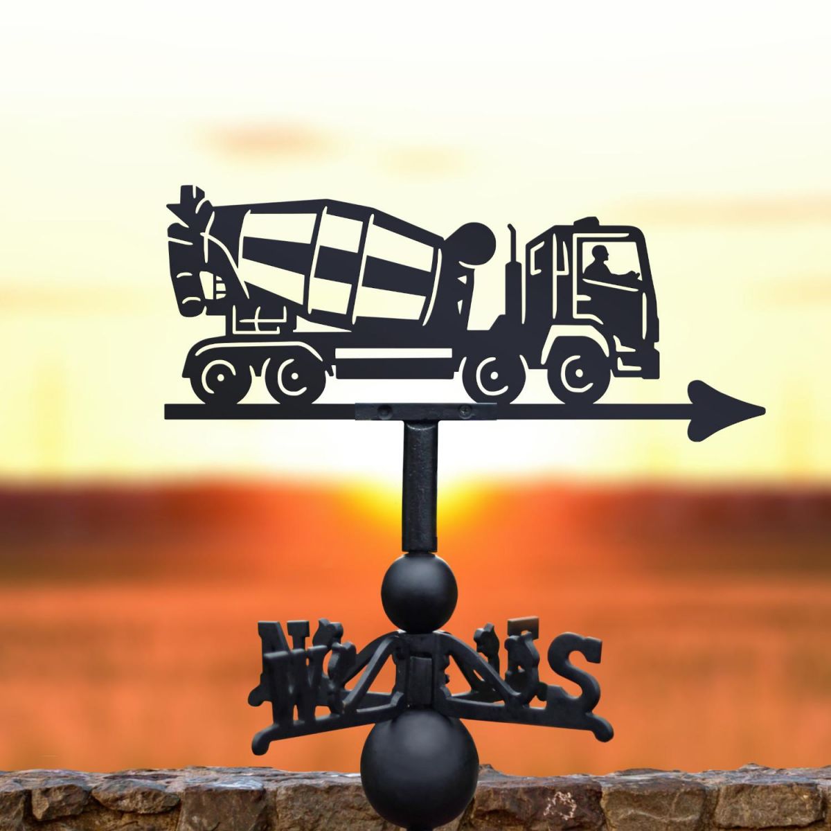 Cement Lorry Weathervane at Sunset