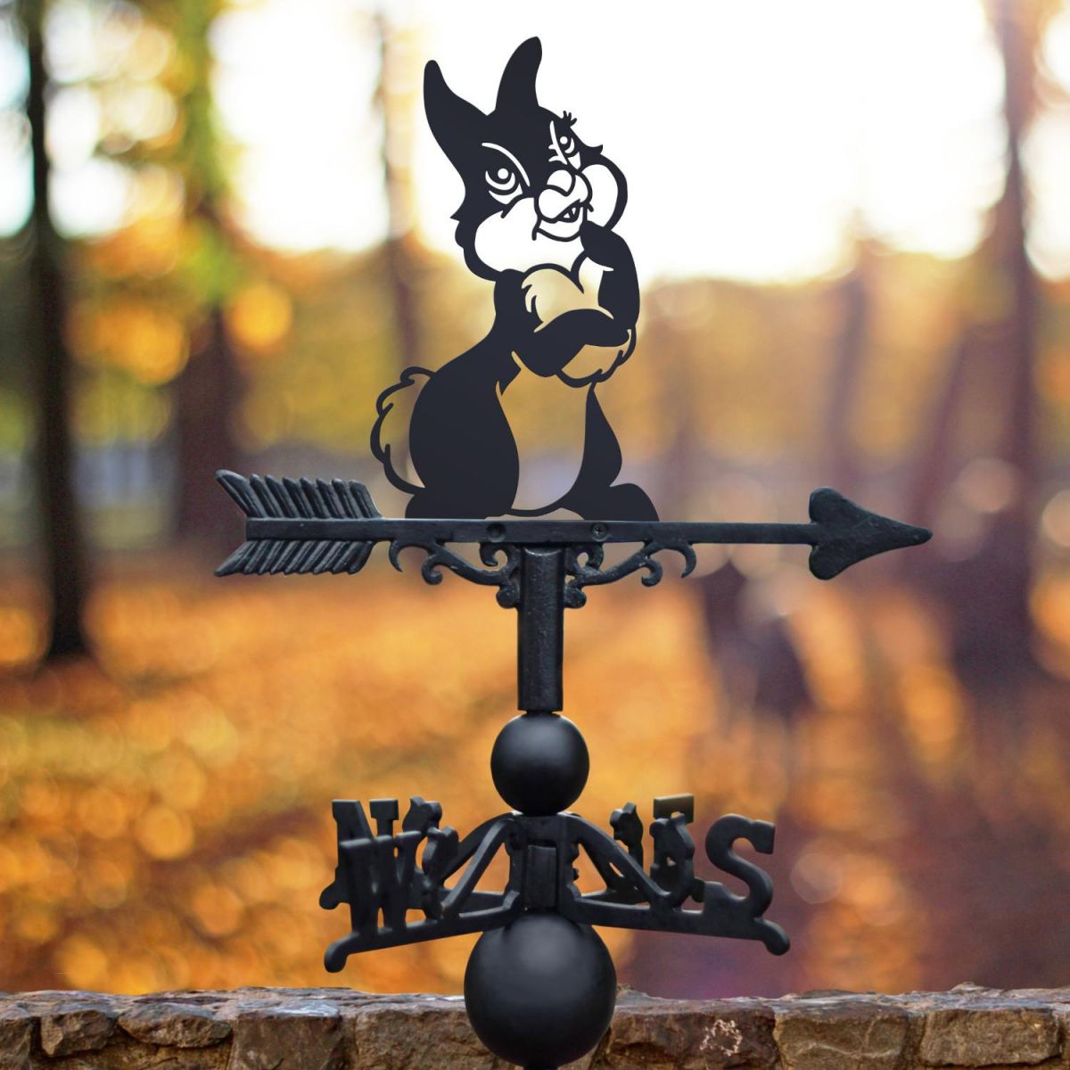 Cast Iron and Steel Weathervane with Cartoon Rabbit Motif Cast Iron and Steel Weathervane with Cartoon Rabbit Motif