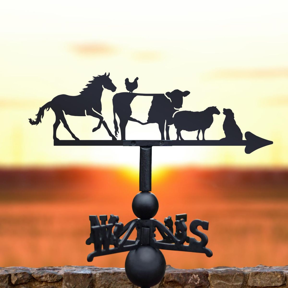 Farm Animal Weathervane at Sunset
