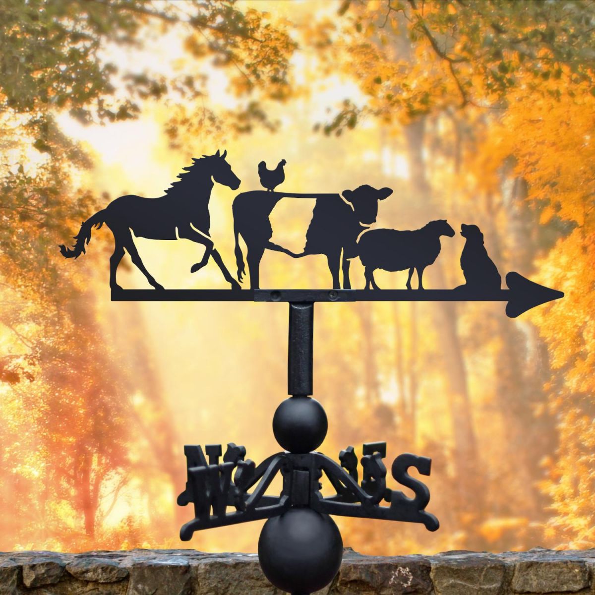 Cast Iron and Steel Weathervane with Farm Animal Motif
