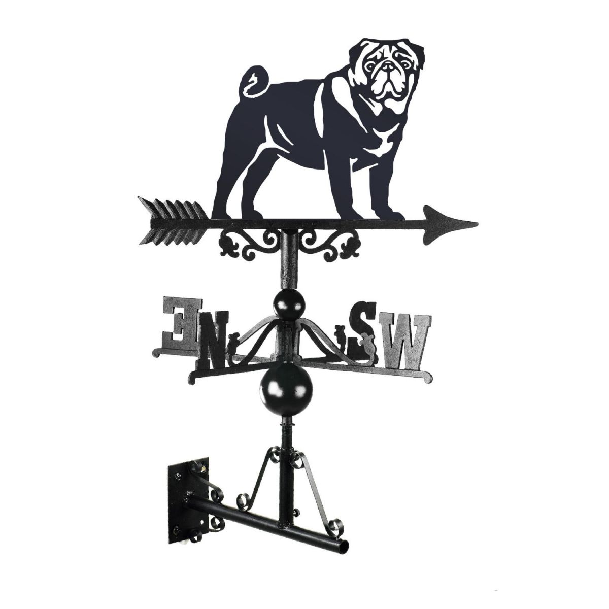 Pug Weathervane Mounted Pug Weathervane Mounted