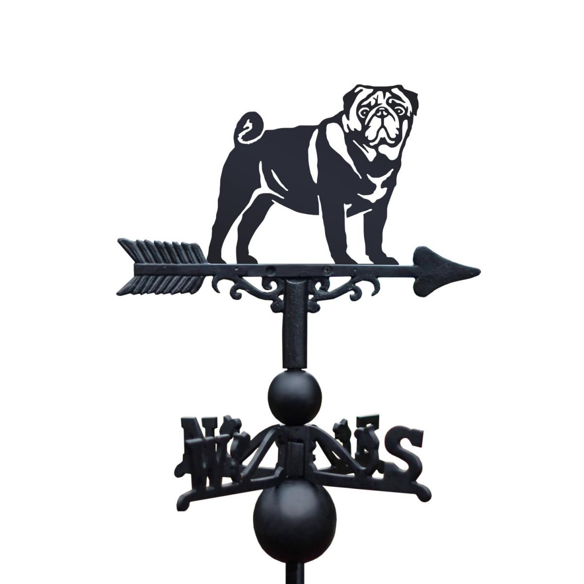 Pug Weathervane on White Background Pug Weathervane on White Background