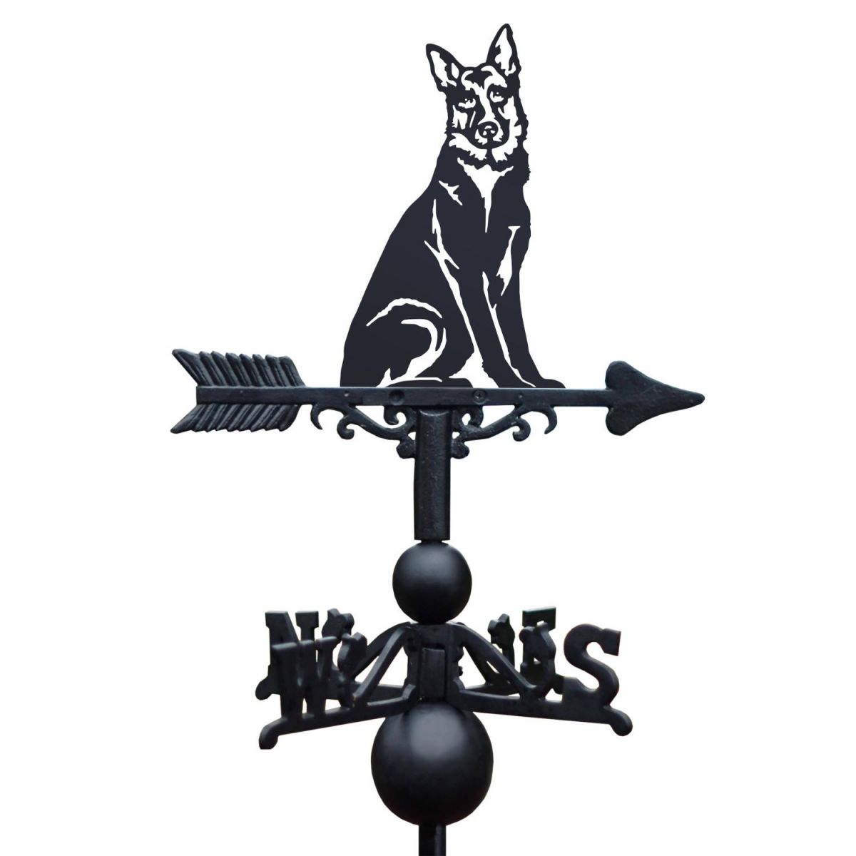 German Shepherd Weathervane on White Background