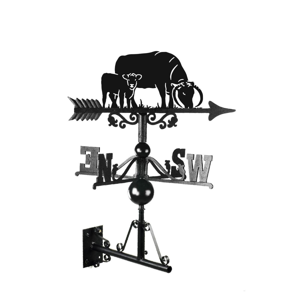 English Longhorn Cow & Calf Weathervane Mounted