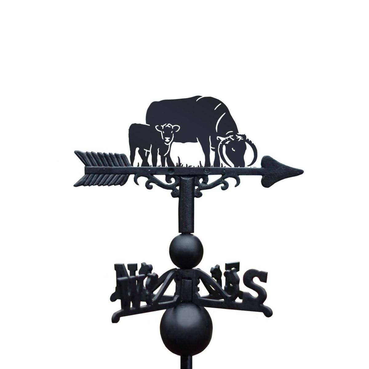 English Longhorn Cow & Calf Weathervane on White Background