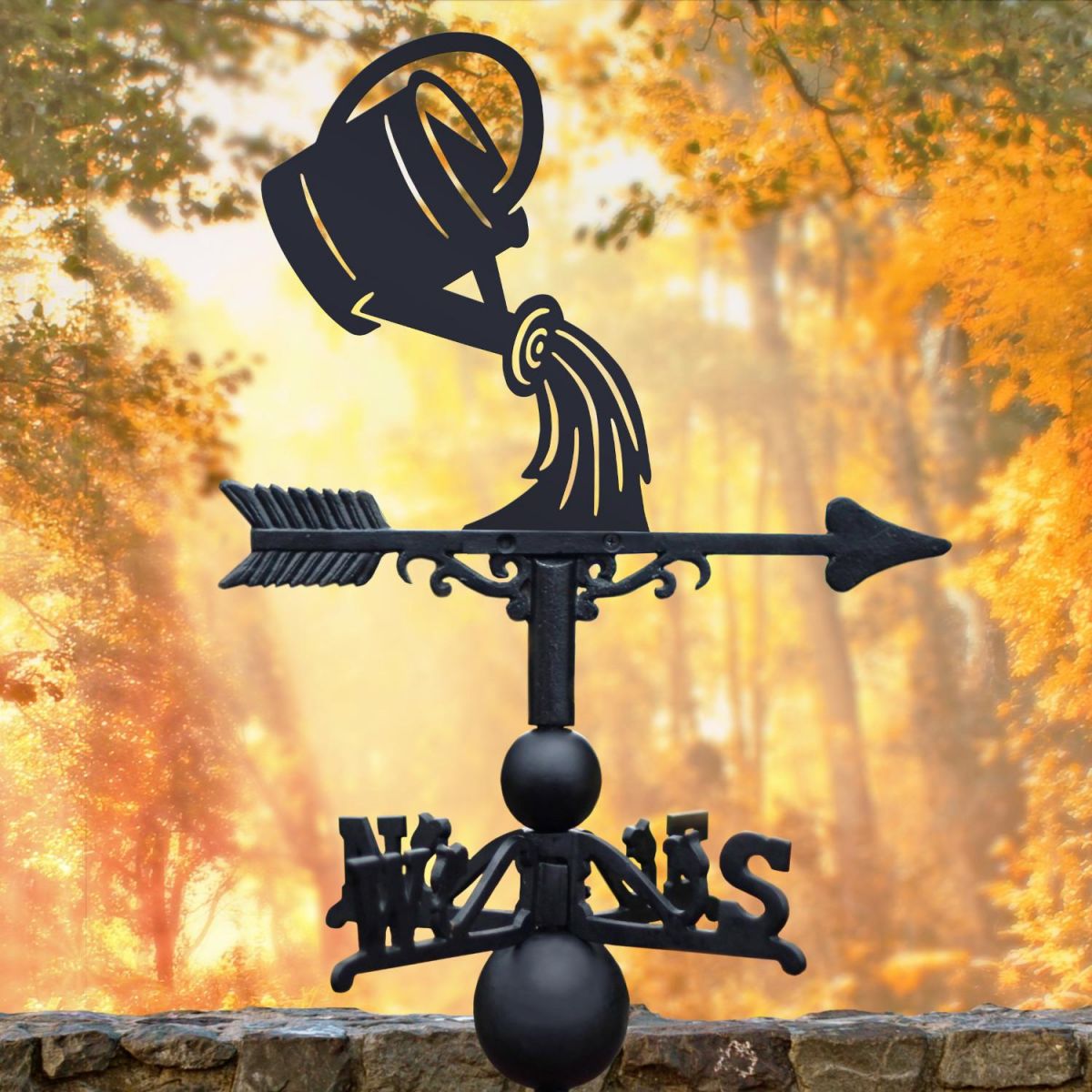 Cast Iron and Steel Weathervane with Pouring Watering Can Motif