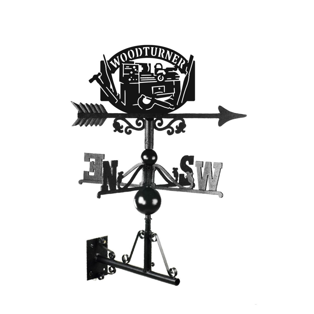 Woodturner Weathervane Mounted Woodturner Weathervane Mounted