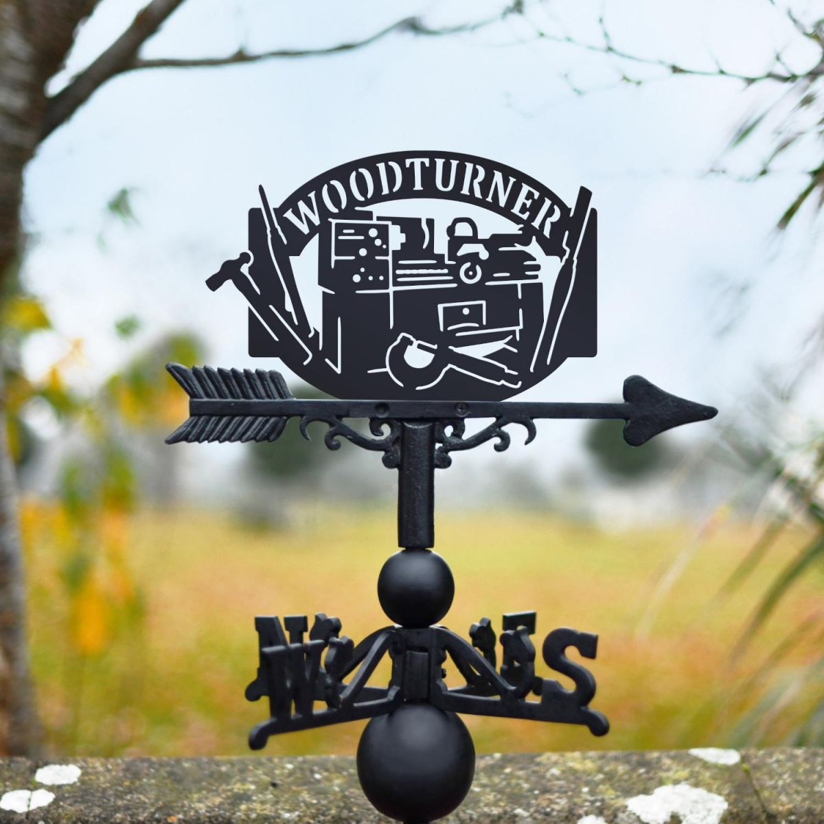Woodturner Steel and Cast Iron Weathervane Woodturner Steel and Cast Iron Weathervane
