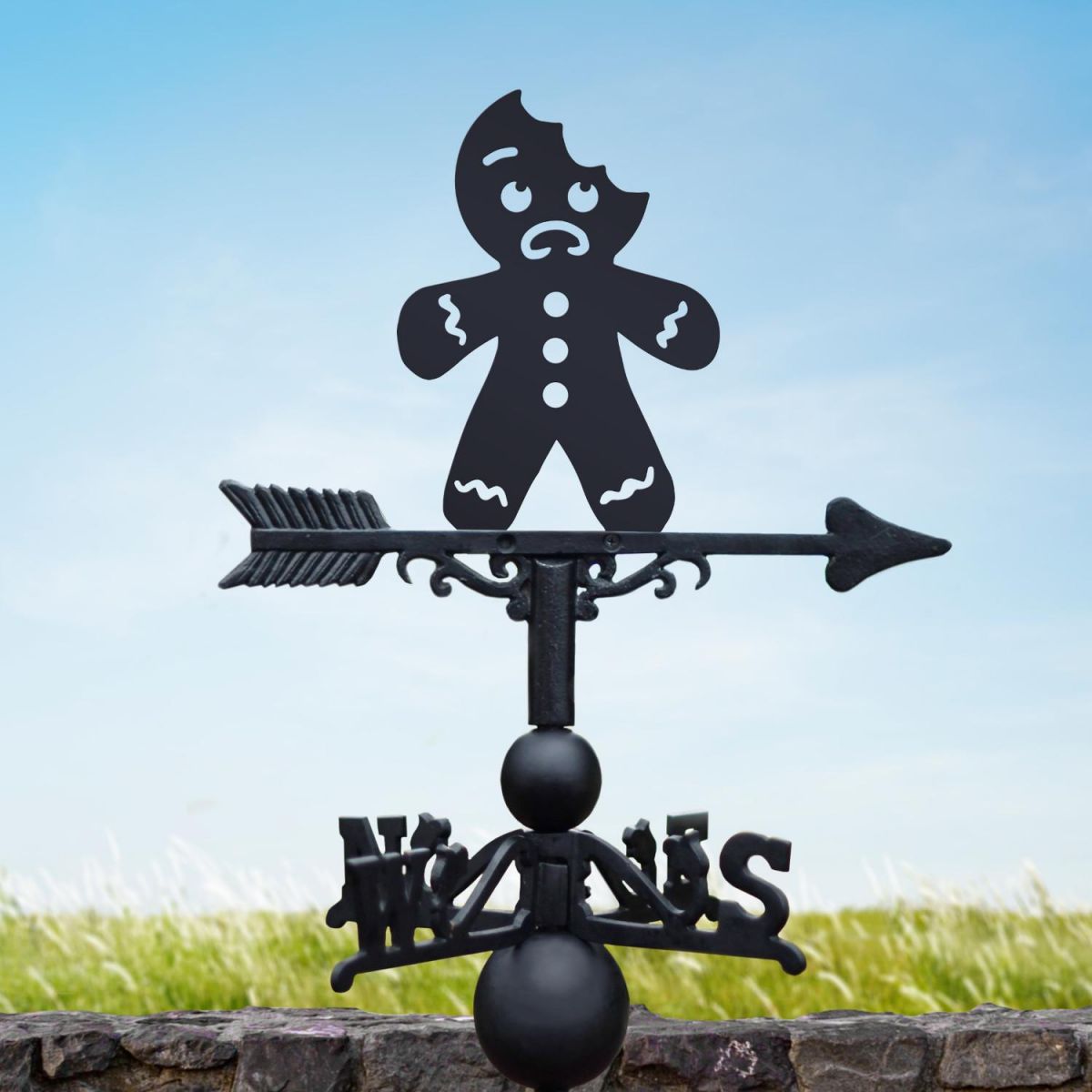 Weathervane with Bitten Gingerbread Man Topper