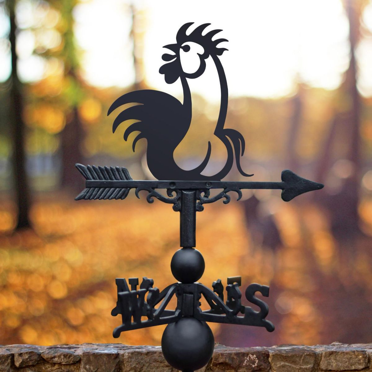 Cast Iron and Steel Weathervane with Cock"rel Motif Cast Iron and Steel Weathervane with Cock"rel Motif