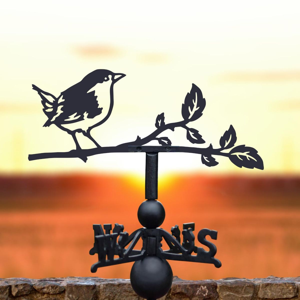 Thrush Steel and Cast Iron Weathervane at Sunset