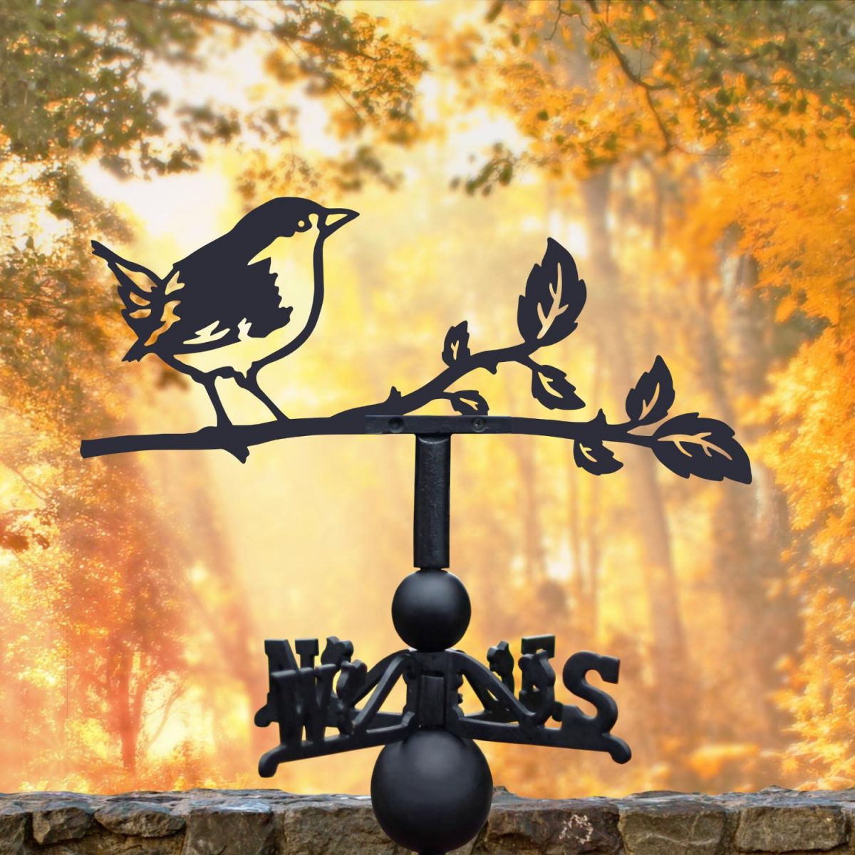 Thrush Steel Weathervane in Autumnal Setting