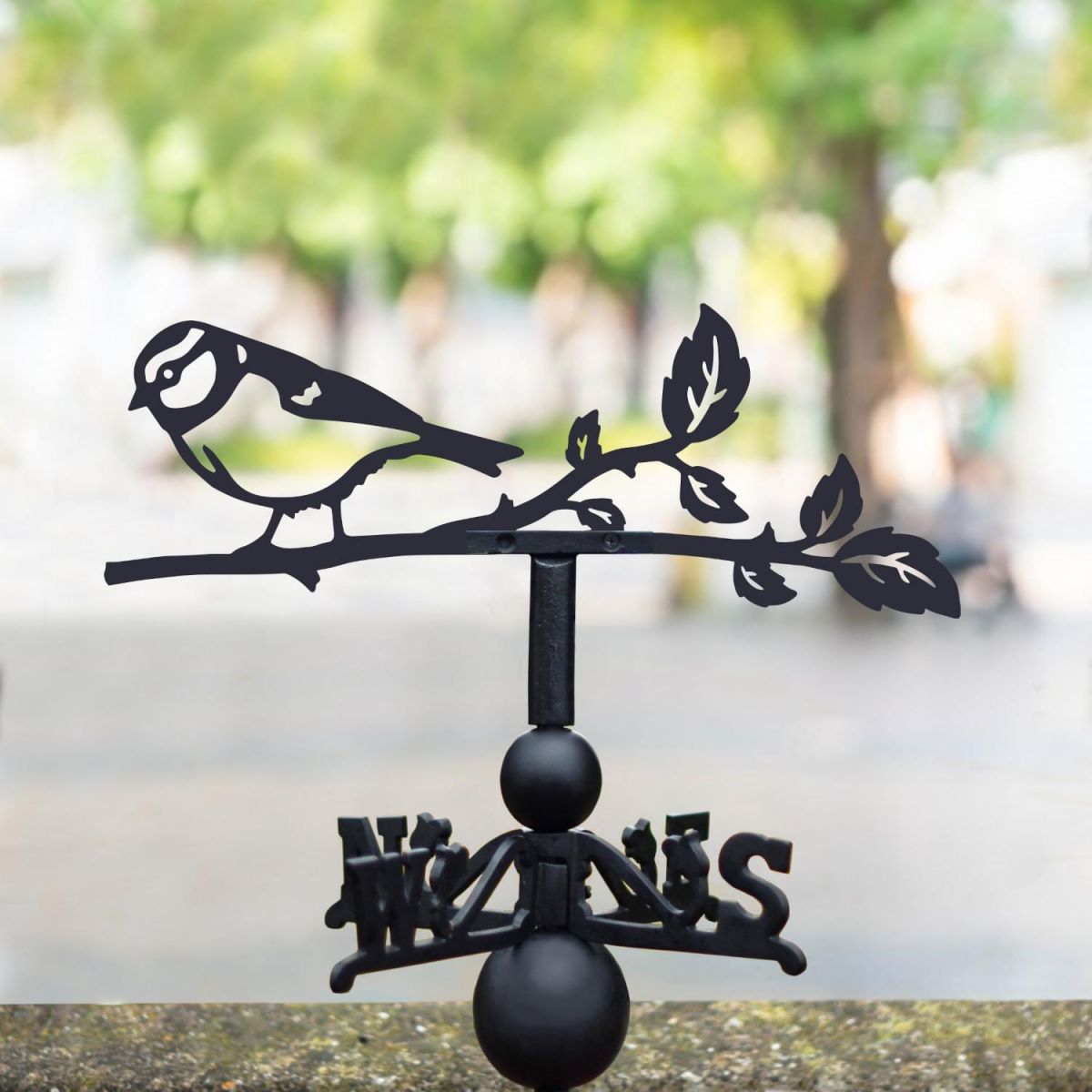 Blue Tit Weathervane Mounted in Location