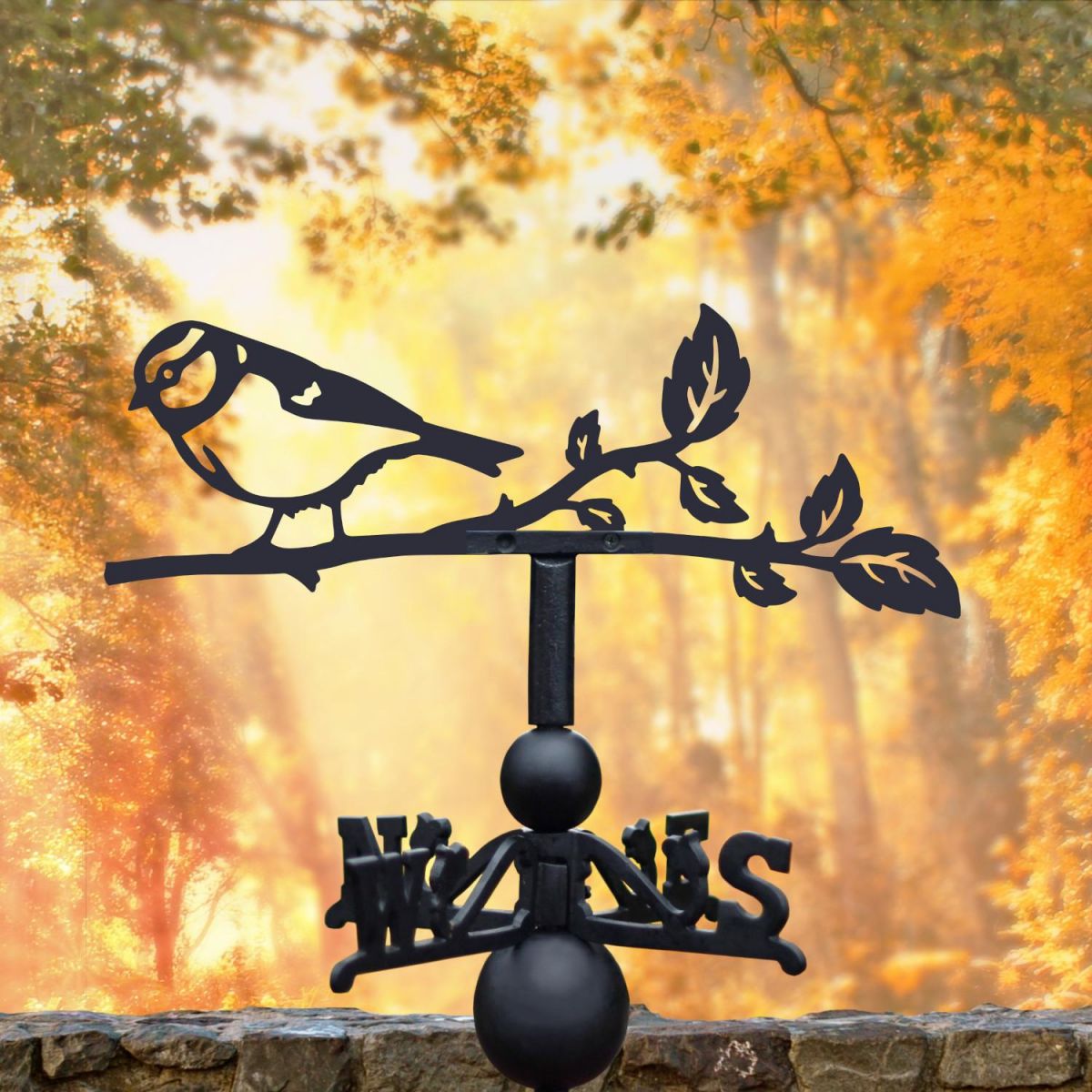 Autumnal Setting Featuring our Blue Tit Weathervane