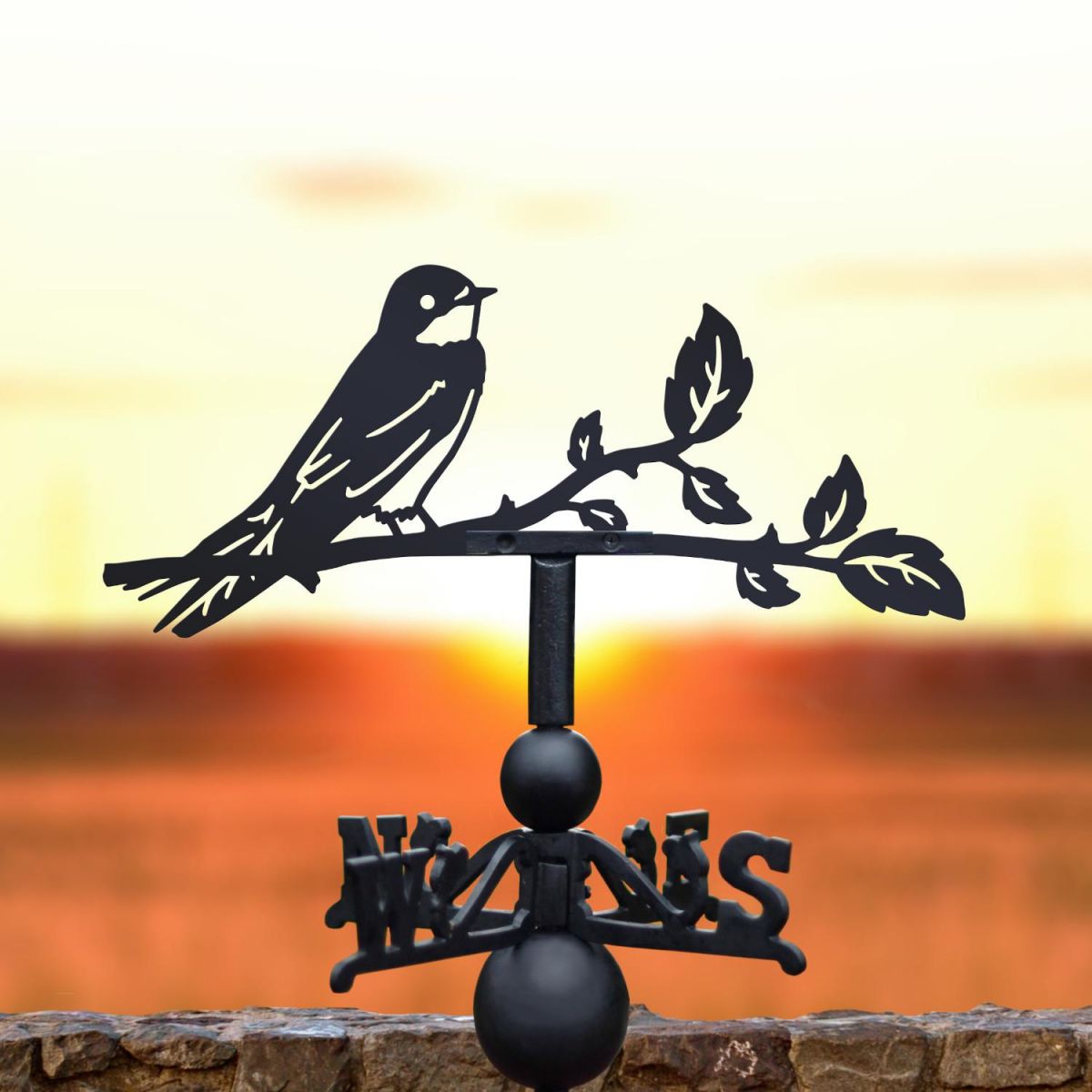 House Martin Steel and Cast Iron Weathervane at Sunset
