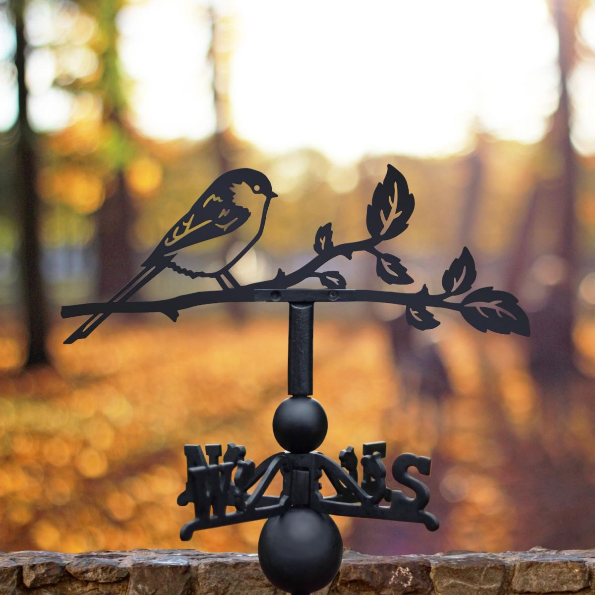 Long-Tailed Tit Steel and Cast Iron Weathervane at Sunset