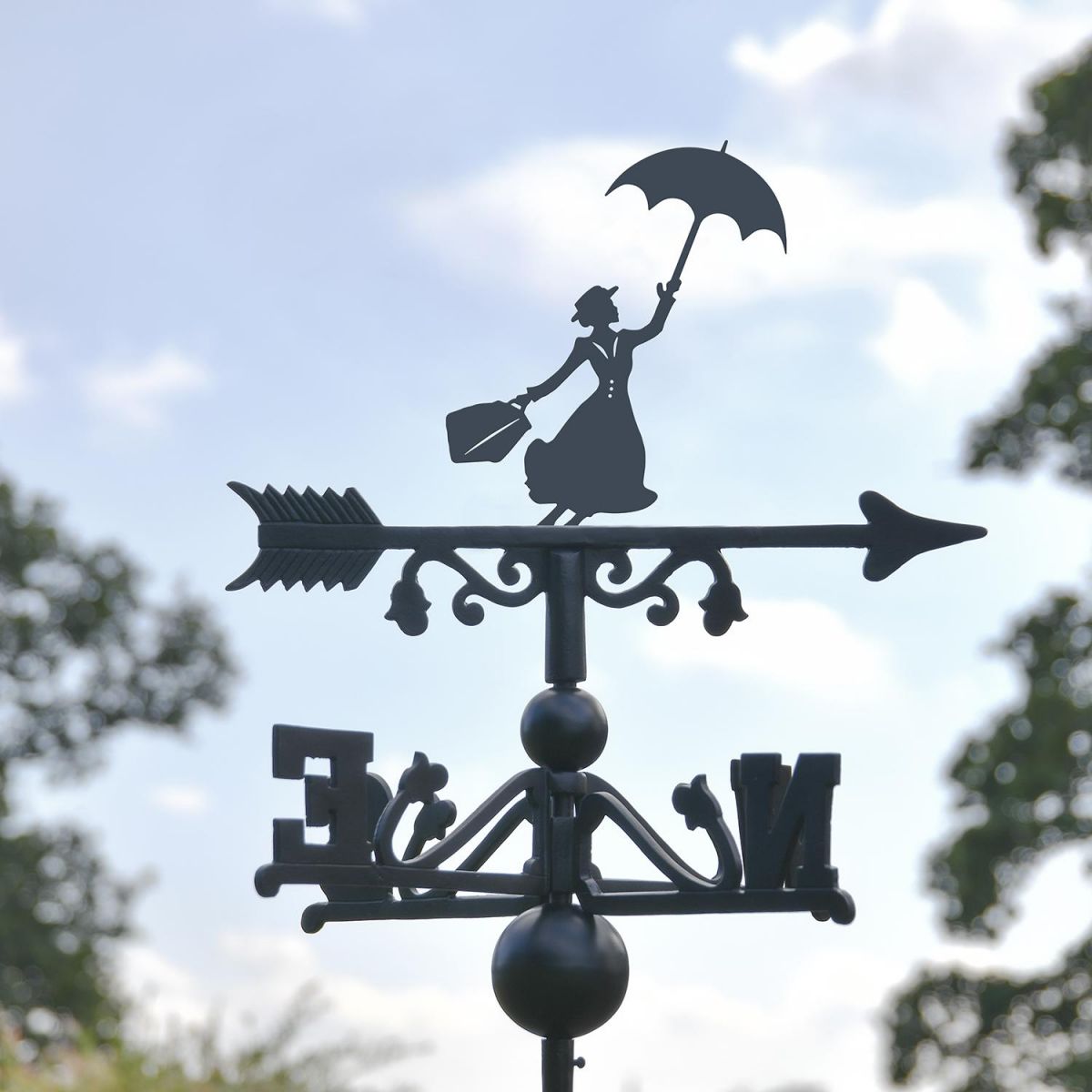 Close-up of the Mary Poppins Topper on the Weathervane