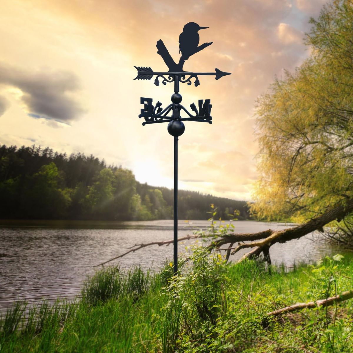 Kingfisher Free Standing Weathervane at Sunset Kingfisher Free Standing Weathervane at Sunset