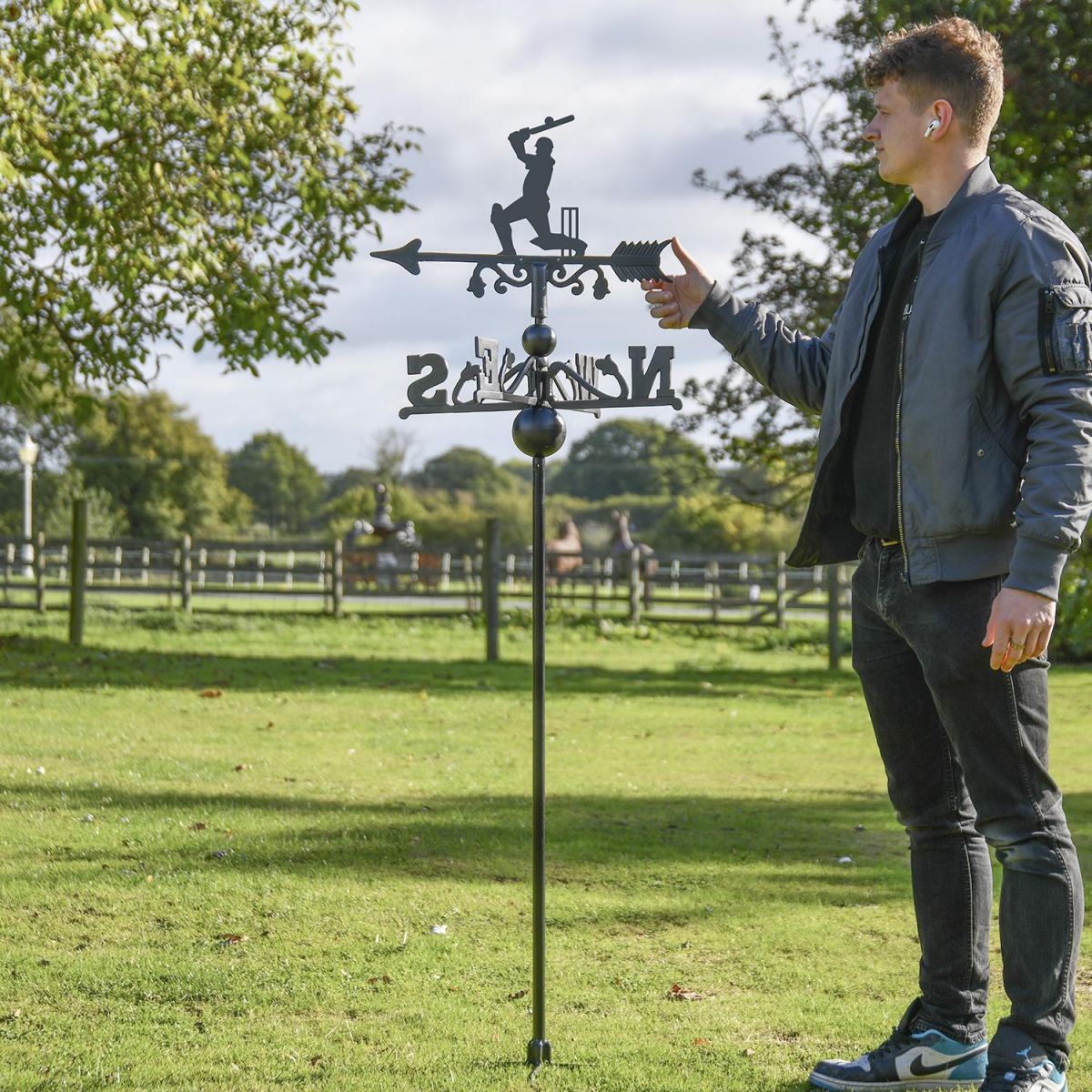 Cricket Player Free Standing Weathervane to Scale Cricket Player Free Standing Weathervane to Scale