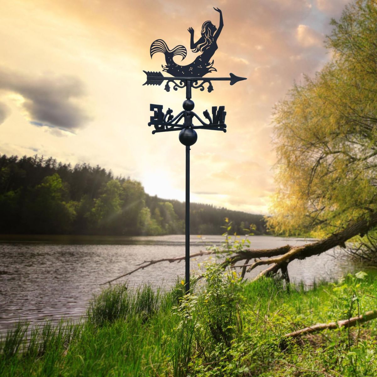 Mermaid Free Standing Weathervane in Situ