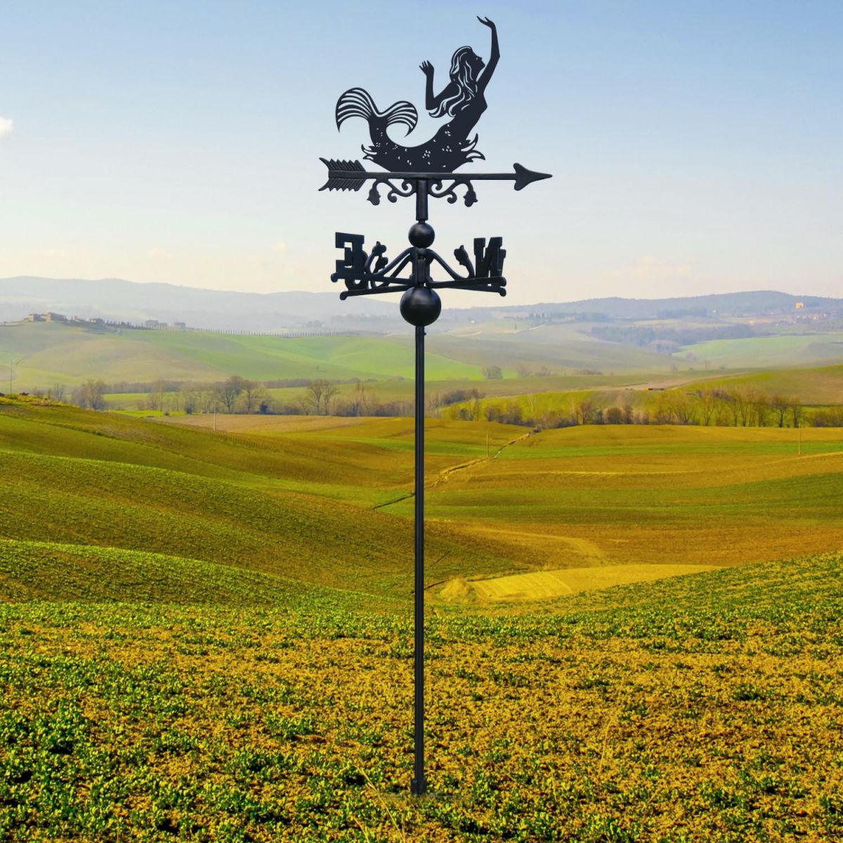 Free Standing Weathervane with Mermaid Motif