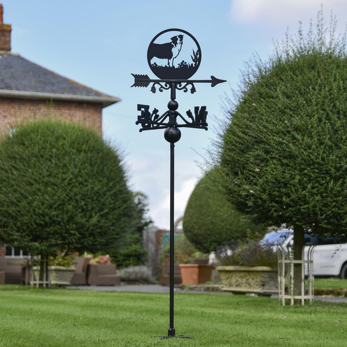  Border Collie Free Standing Weathervane in the Garden