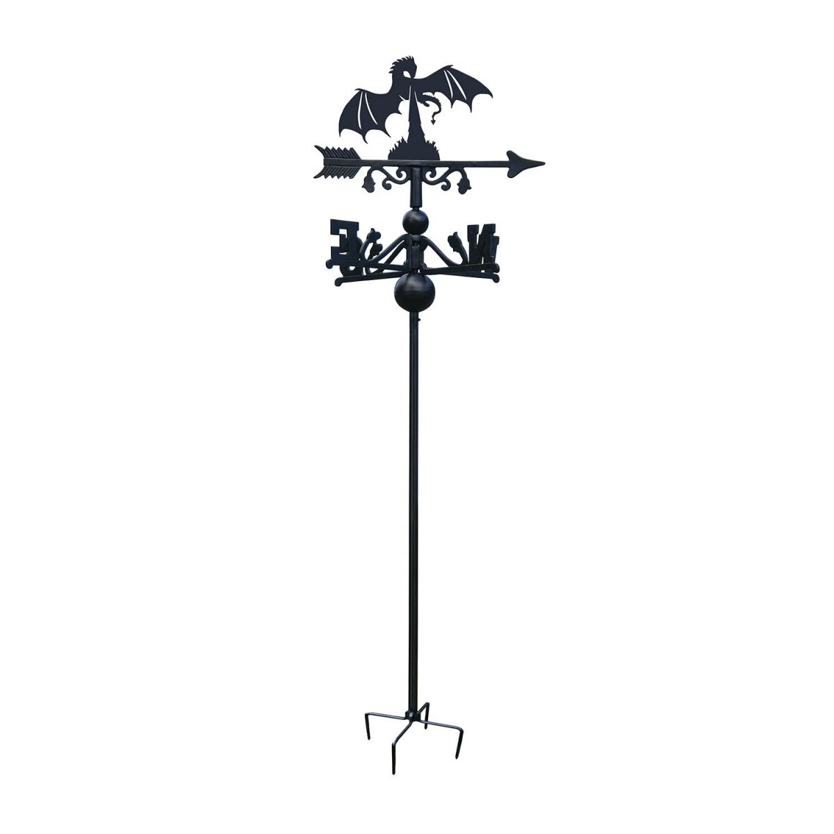 Fire Breathing Dragon Free Standing Weathervane in Black