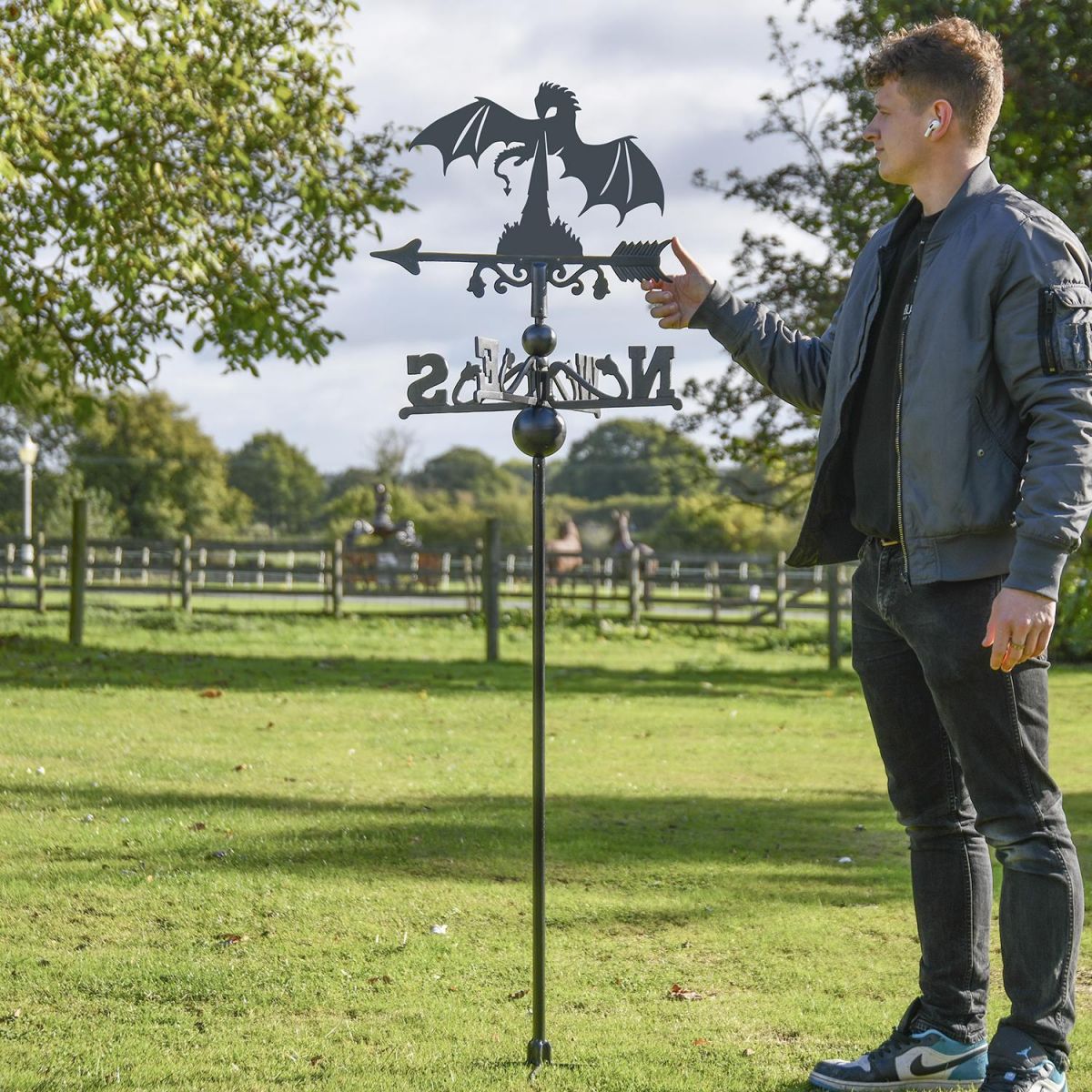 Fire Breathing Dragon Free Standing Weathervane to Scale