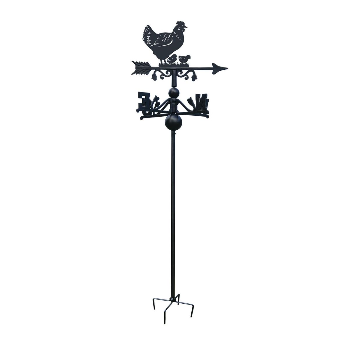 Hen & Chicks Free Standing Weathervane in Black
