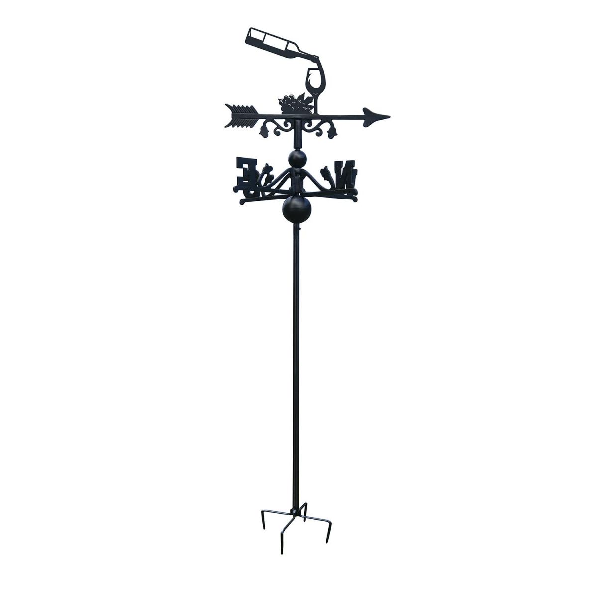 Wine Bottle & Glass Free Standing Weathervane in Black Wine Bottle & Glass Free Standing Weathervane in Black
