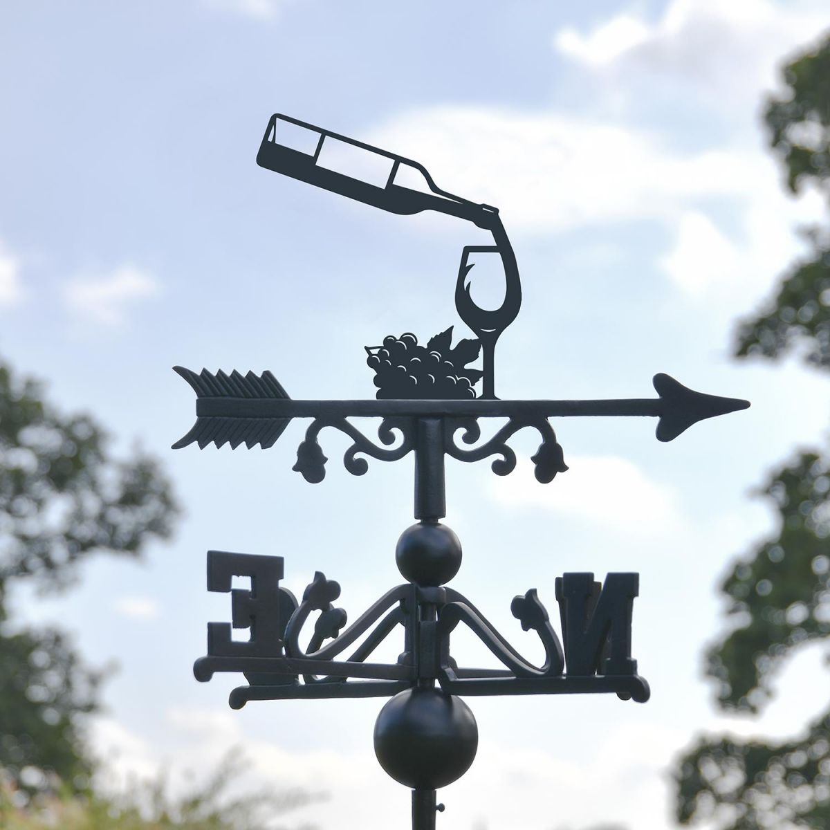 Wine Bottle & Glass Topper on the Weathervane Wine Bottle & Glass Topper on the Weathervane