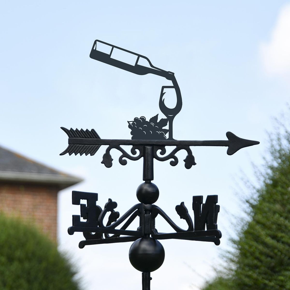 Wine Bottle & Glass Free Standing Weathervane Created From Iron Wine Bottle & Glass Free Standing Weathervane Created From Iron