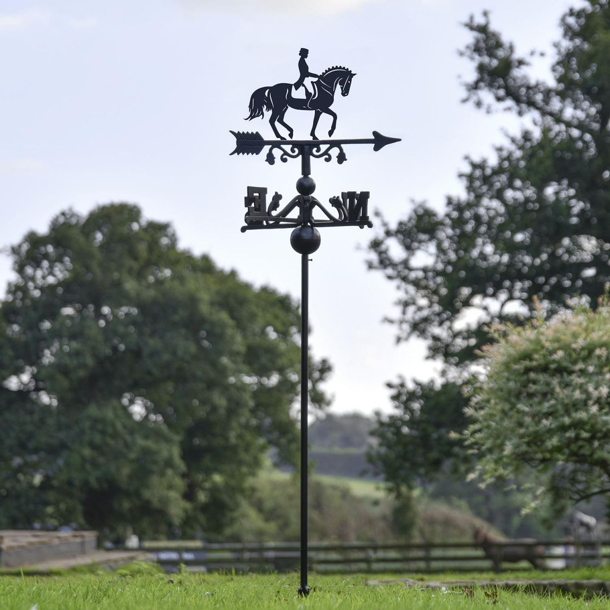 Dressage Horse Free Standing Weathervane in the Garden Dressage Horse Free Standing Weathervane in the Garden