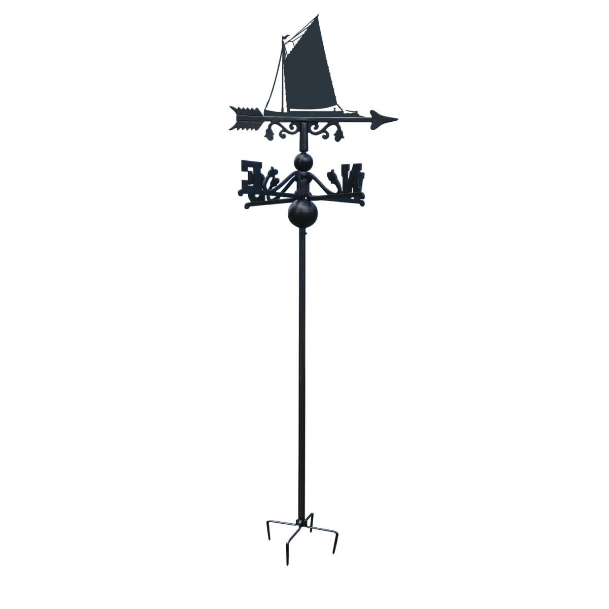 Norfolk Wherry Sail Boat Free Standing Weathervane on White Background Norfolk Wherry Sail Boat Free Standing Weathervane on White Background