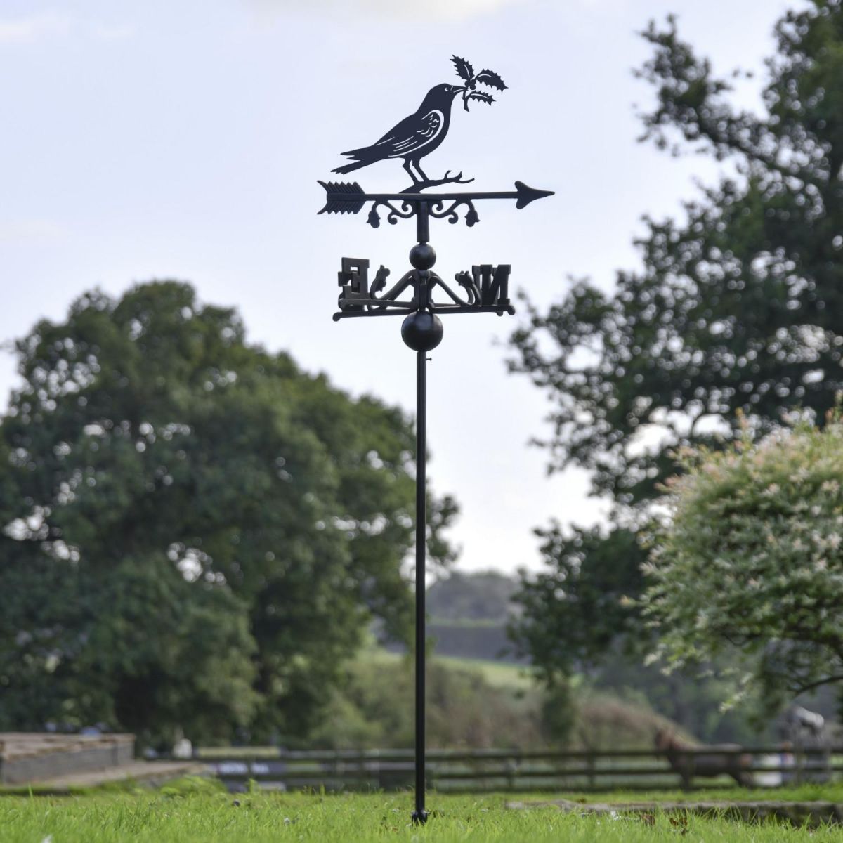 Free Standing Weathervane with Raven & Holly Topper Free Standing Weathervane with Raven & Holly Topper