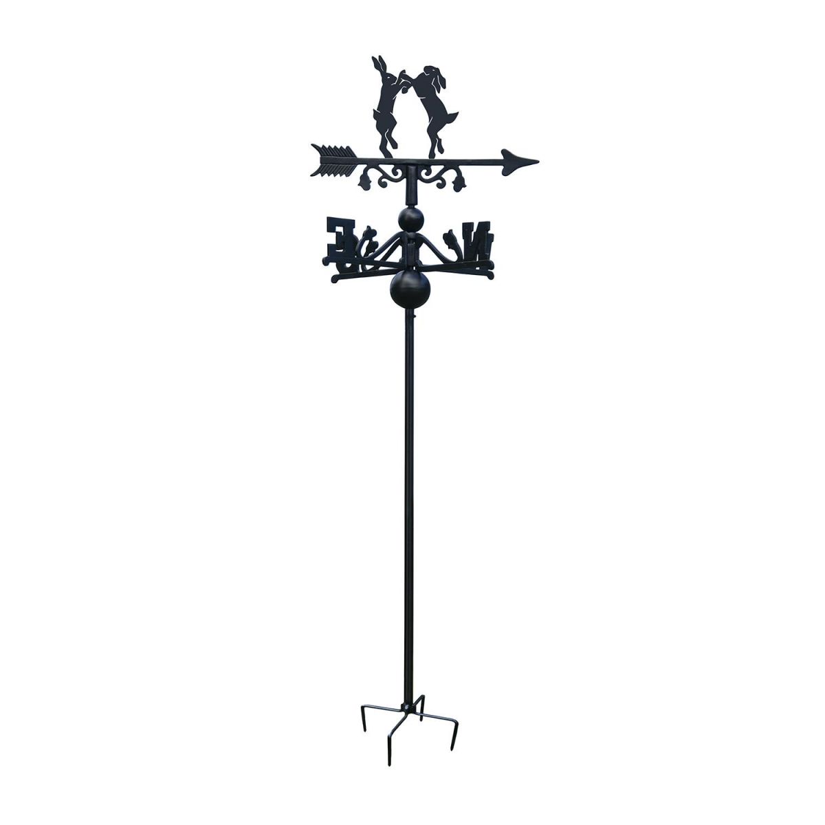 Boxing Hares Free Standing Weathervane in Black