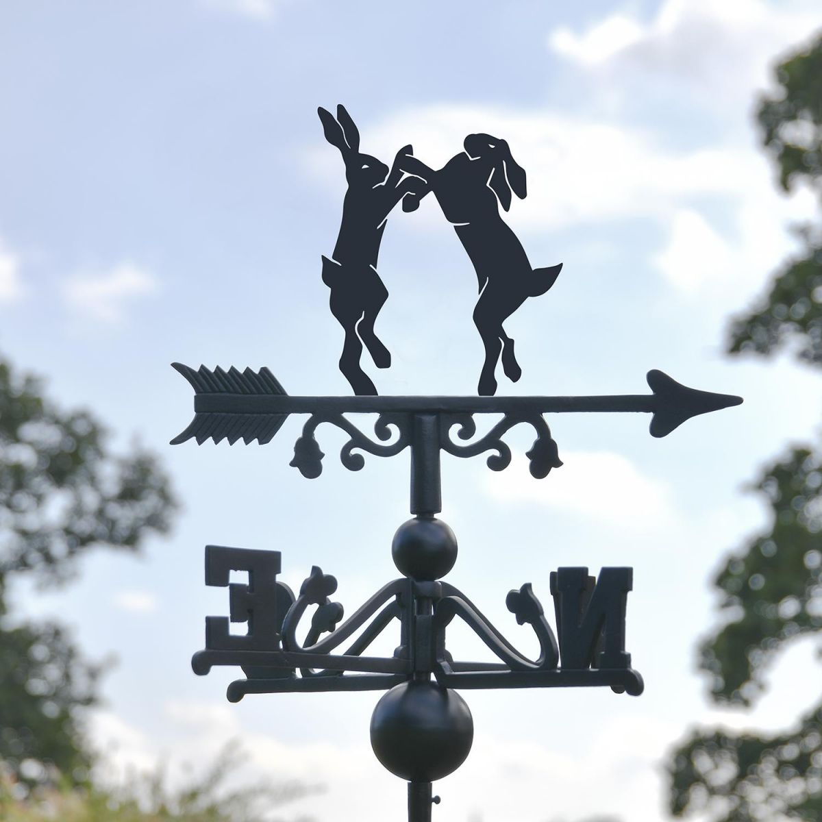 Boxing Hares Free Standing Weathervane Created From Iron