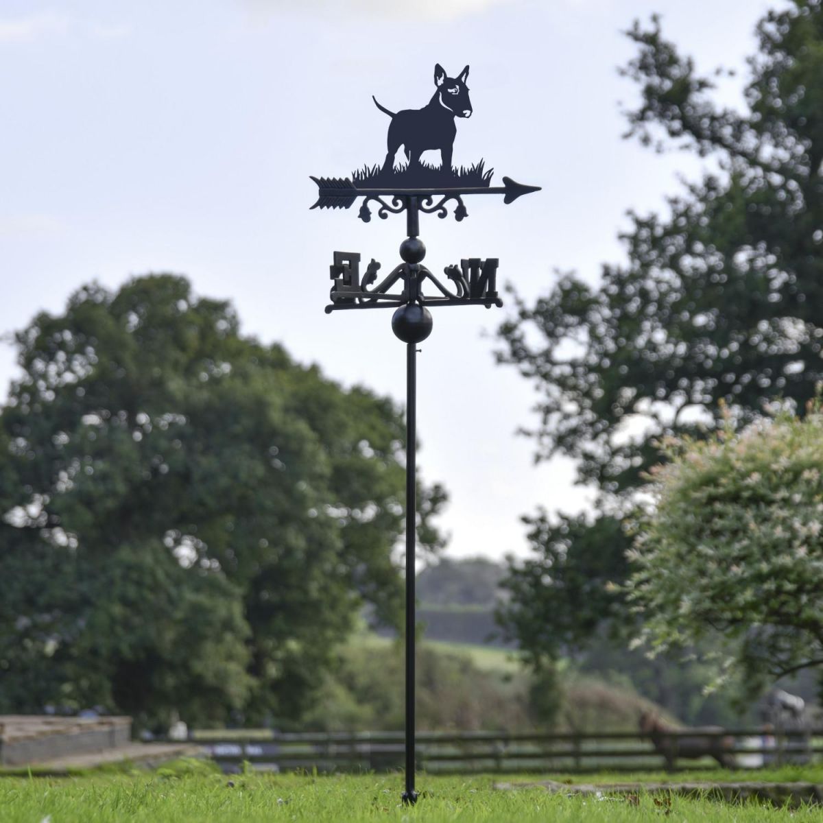 English Bull Terrier Free Standing Weathervane in Situ