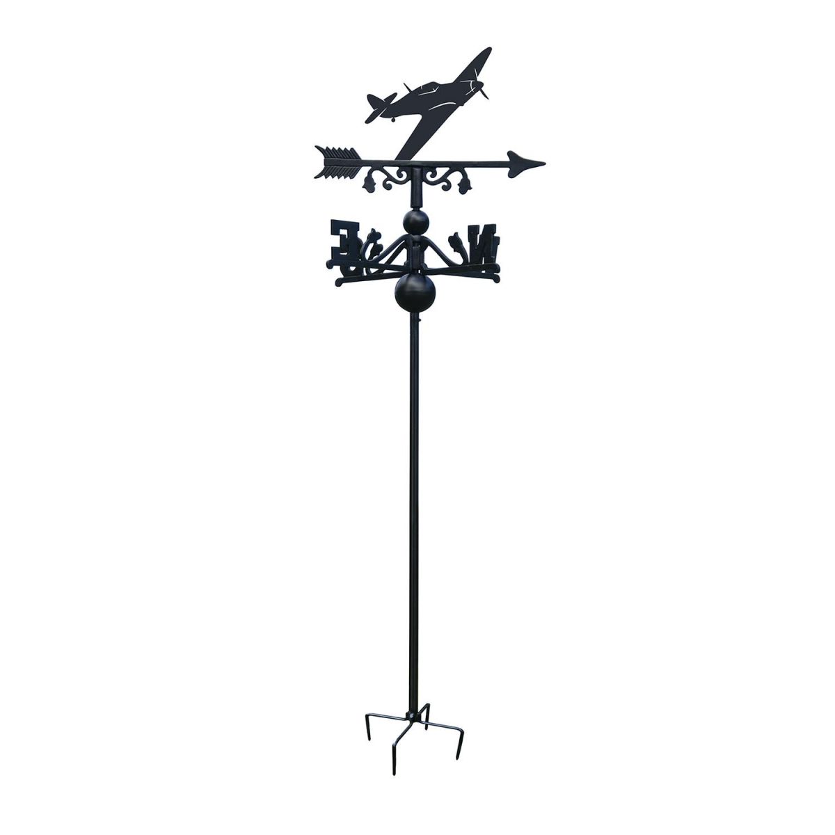 Hurricane Aircraft Free Standing Weathervane in Black