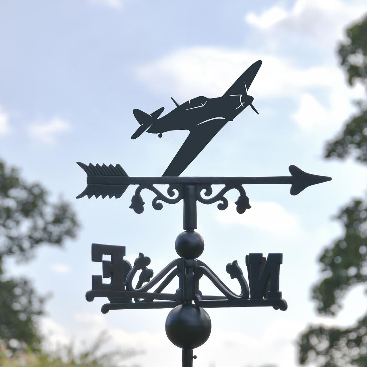 Hurricane Aircraft Free Standing Weathervane Created From Iron