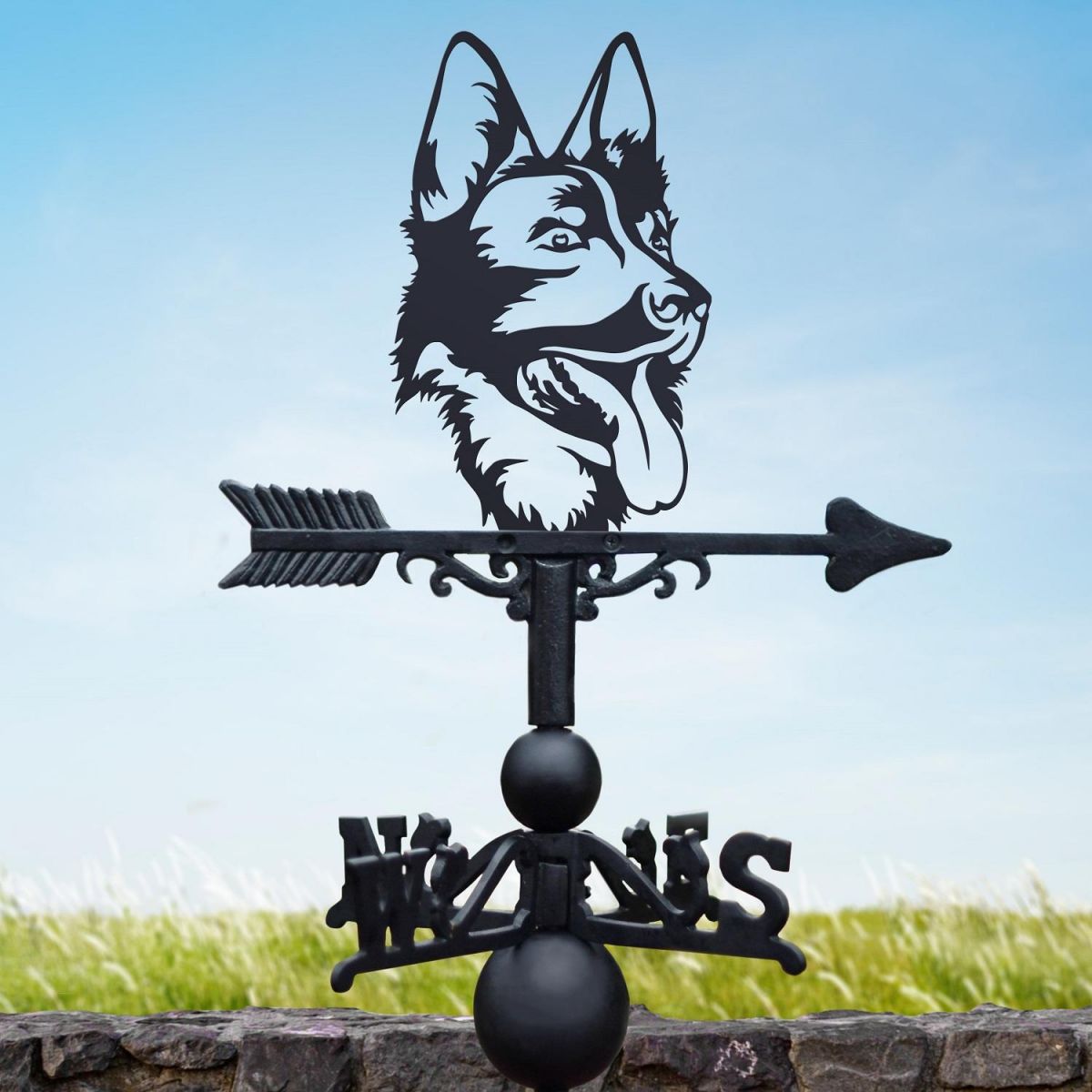 Black Weathervane with German Shepherd 