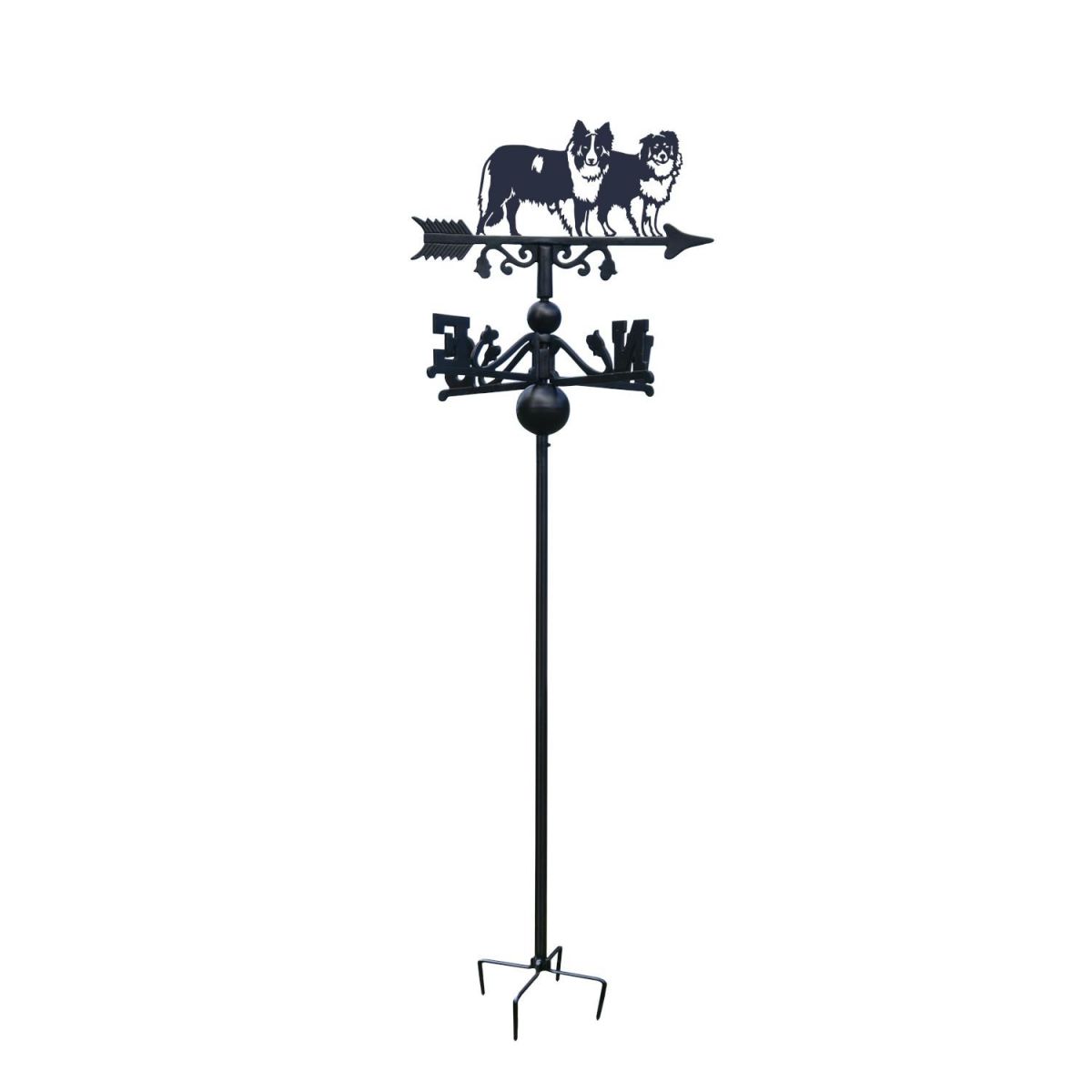 Two Border Collies Free Standing Weathervane on White Background