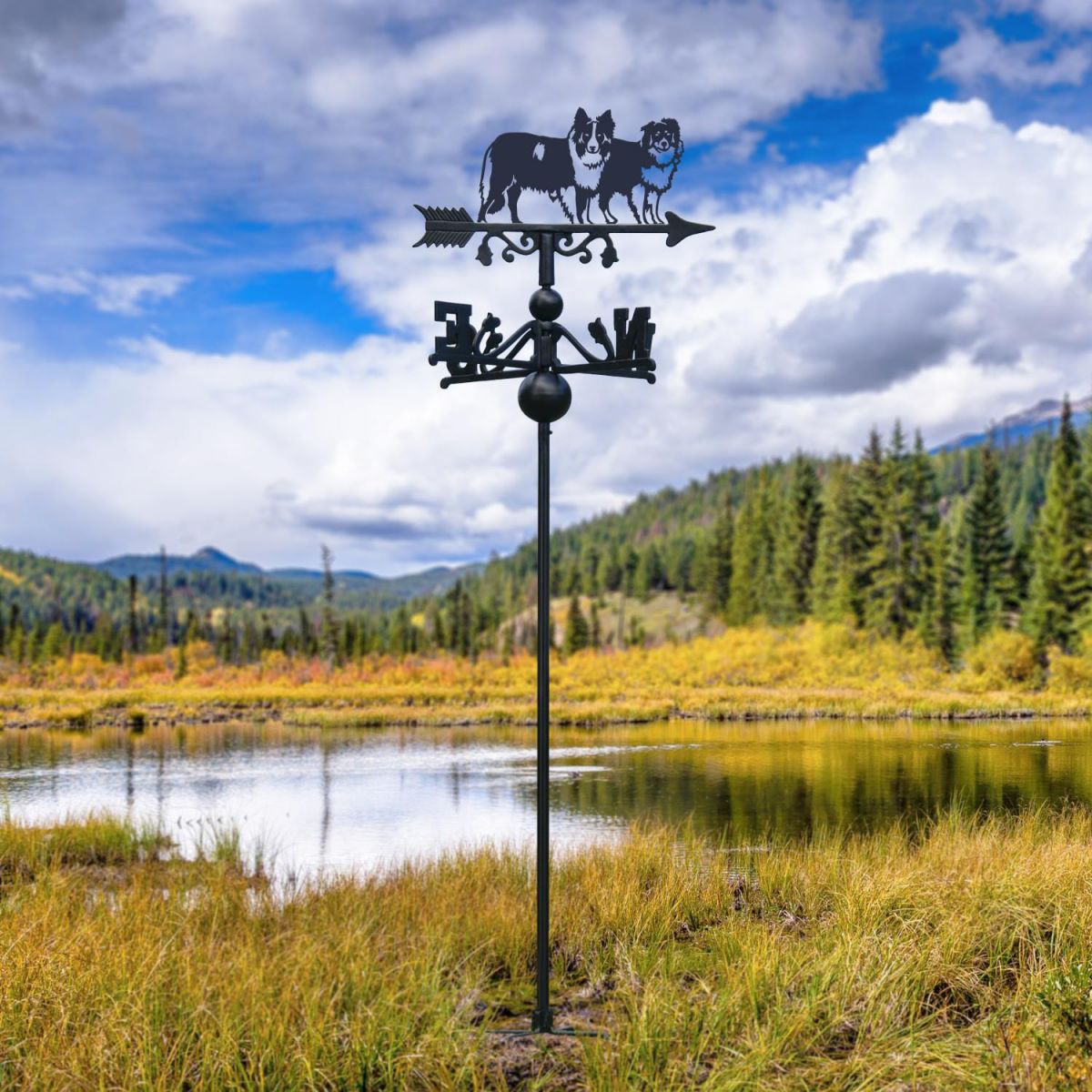 Free Standing Weathervane with Two Border Collies Motif