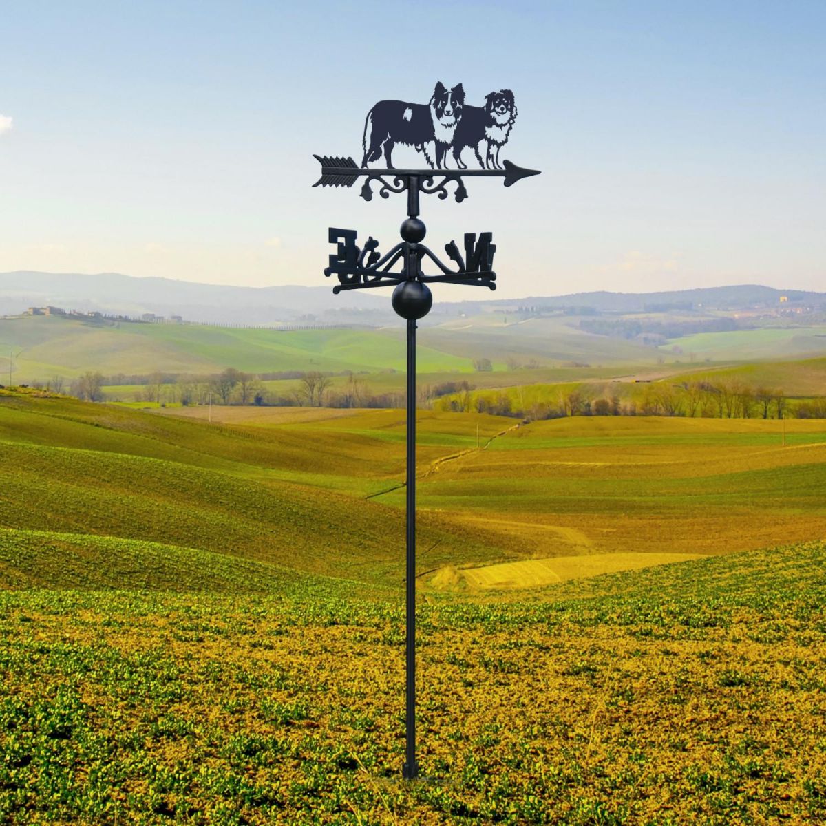 Free Standing Weathervane with Two Border Collies Topper