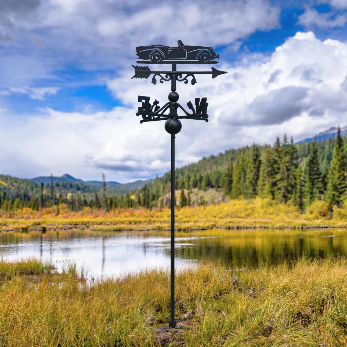 SP250 Daimler Free Standing Weathervane in Situ