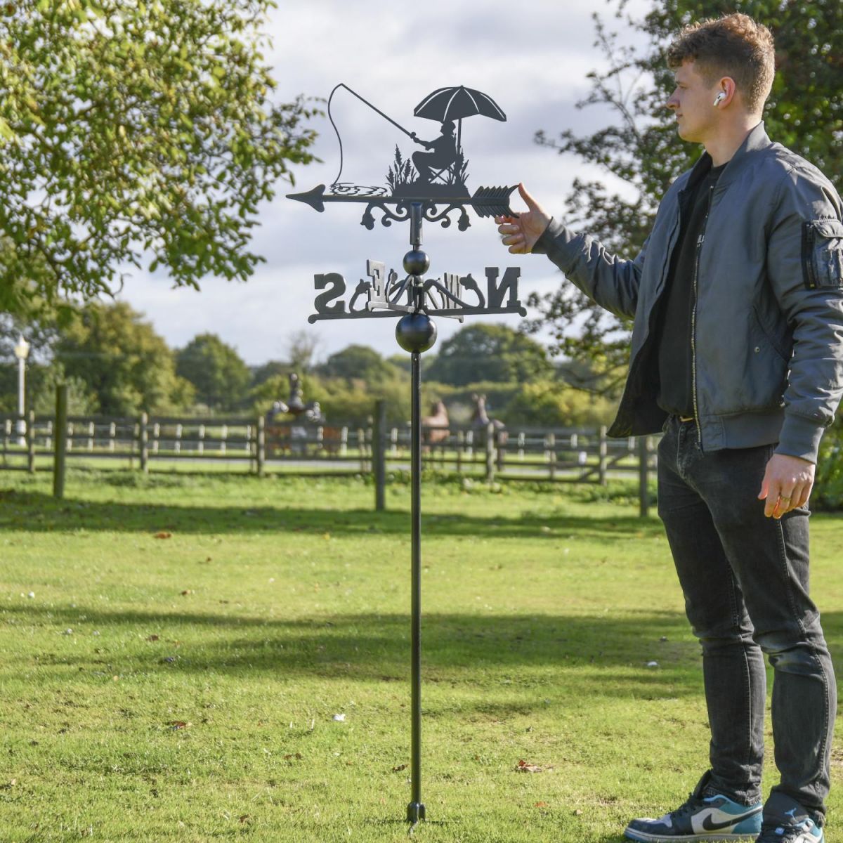 Sitting & Fishing Free Standing Weathervane to Scale Sitting & Fishing Free Standing Weathervane to Scale